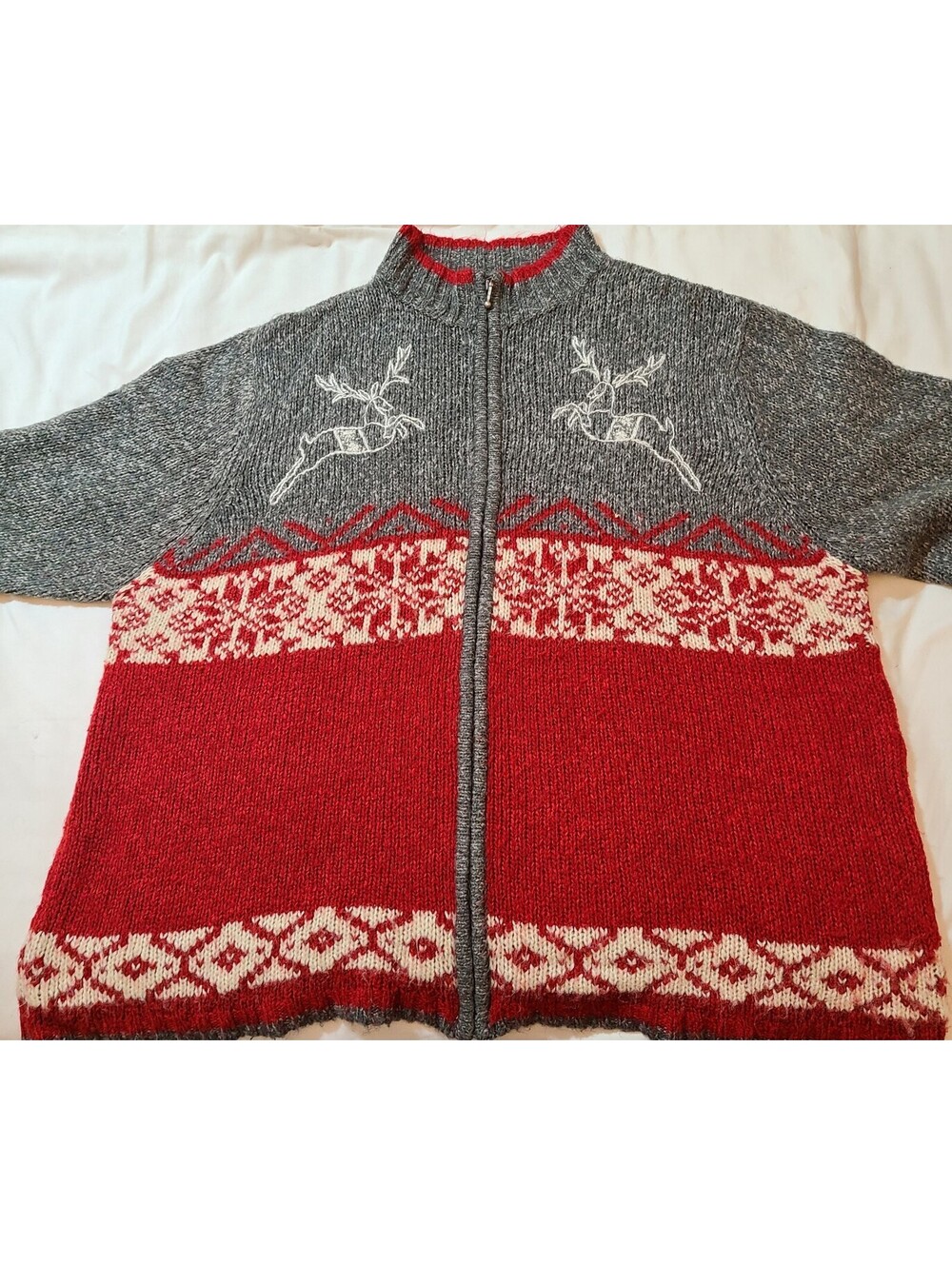 Venezia Jeans Full Zip Cardigan Sweater Womens Sz 26/28 4XL Nordic Fair Isle EUC